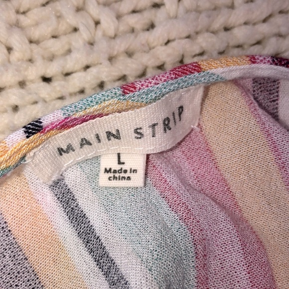 MAIN strip large striped multicolor tie front top - Picture 3 of 5